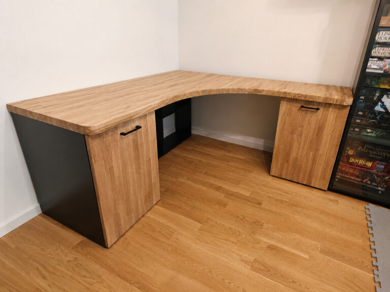 L-shaped wooden desk