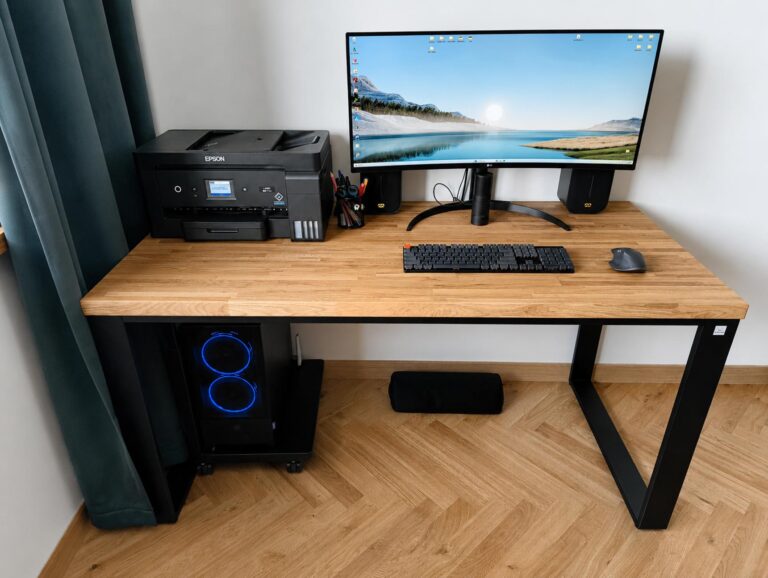 A large desk for a graphic designer