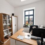 Large corner desk with a wooden top