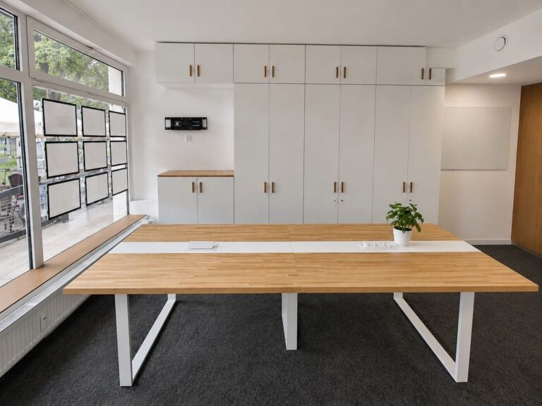 Large office desk with wood