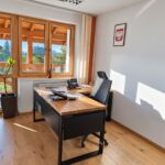 Corner desk with an oak tabletop for a public institution's office