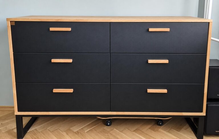 A chest of drawers for an accounting office with six large drawers